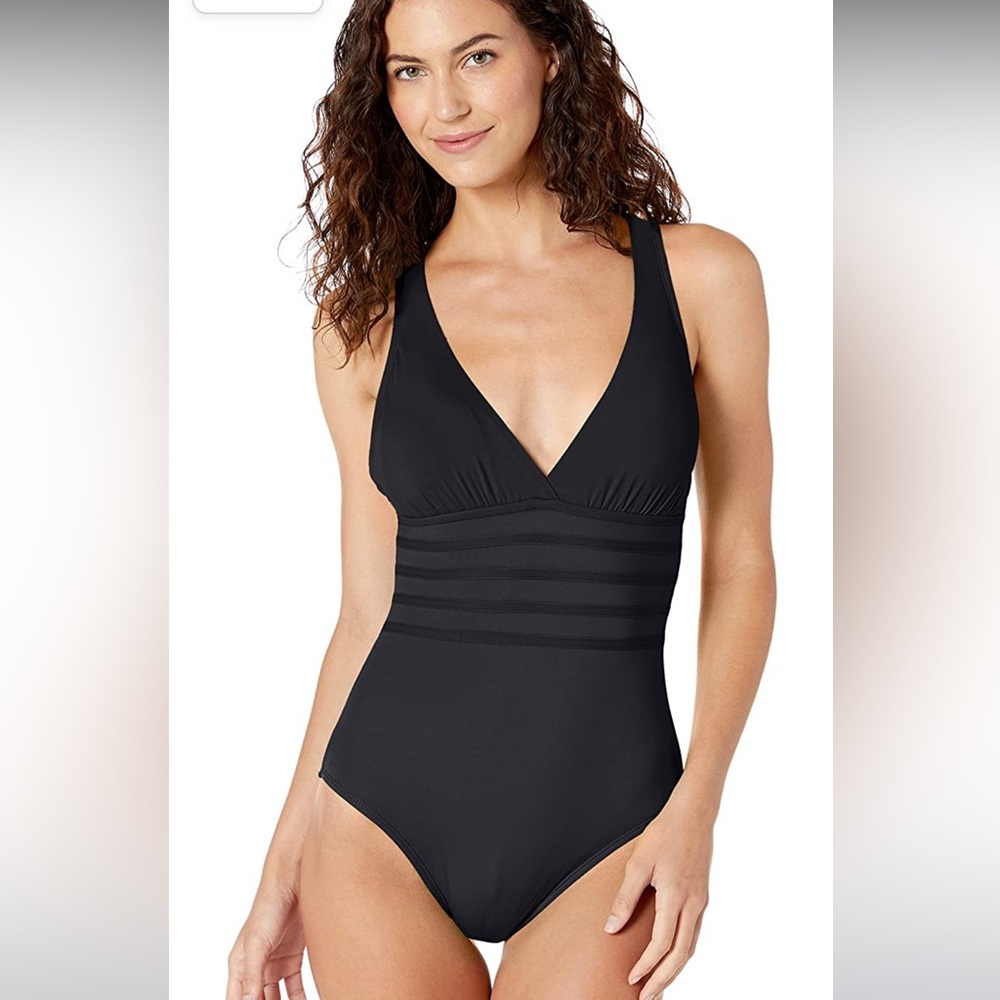 La blanca swimsuit Island Goddess Multi-Strap Cross-Back One Piece - Black NWT